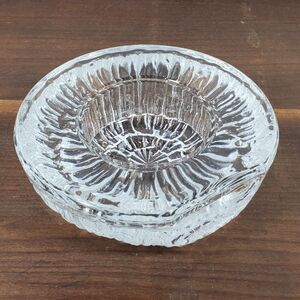 Vintage Orrefors Candle Holder Heavy Glass 5 Inch Round Holds 2 Inch Candle